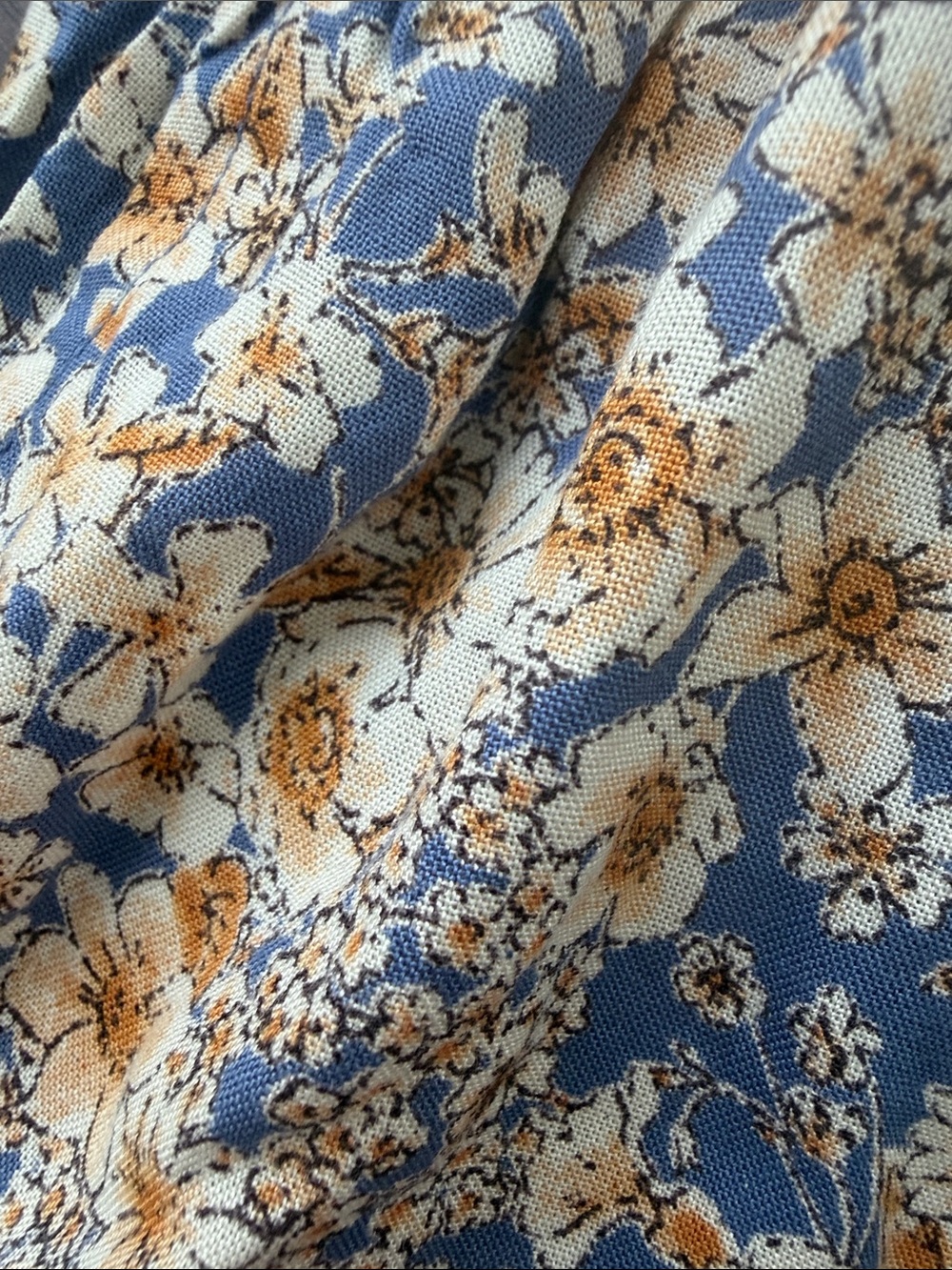 Patrons of Peace Blue, golden yellow flowers and Cream Floral Wide-Leg Pants - Picture 6 of 8